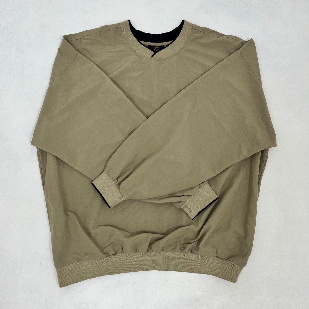 Antigua‎ Men’s L Brown Windbreaker Pullover Long Sleeve V‑Neck Lightweight